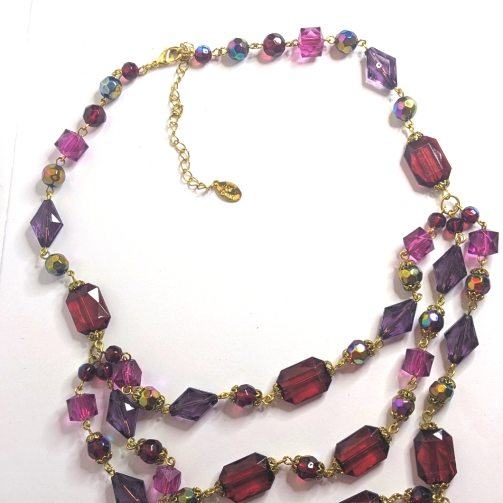 Robert Rose Multi-Strand Statement Necklace Purpl… - image 2